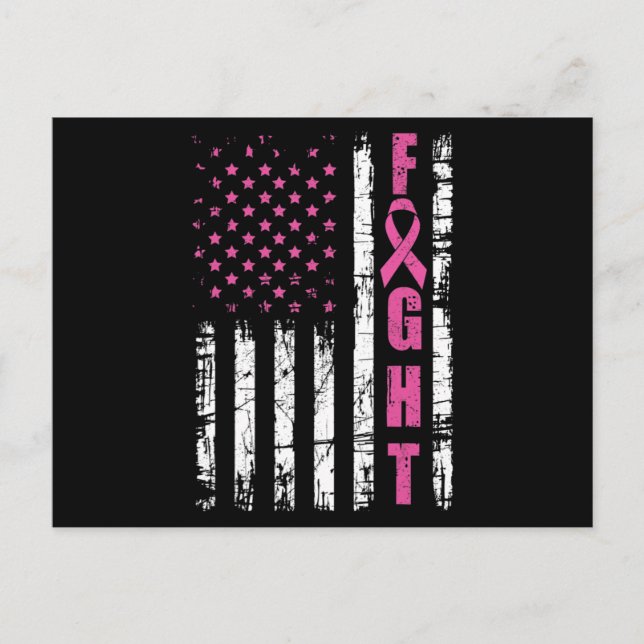 Carte Postale Breast Cancer Awareness American Flag Fight Pink R (Devant)