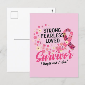 Carte Postale Breast Cancer Survivor Strong Fearless Loved