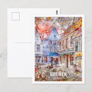 Carte Postale Bremen Allemagne Travel Place Aquarelle