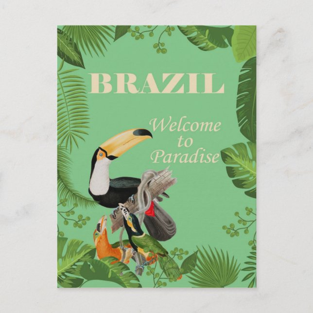 Carte Postale Brésil, Bienvenue au paradis, (Devant)