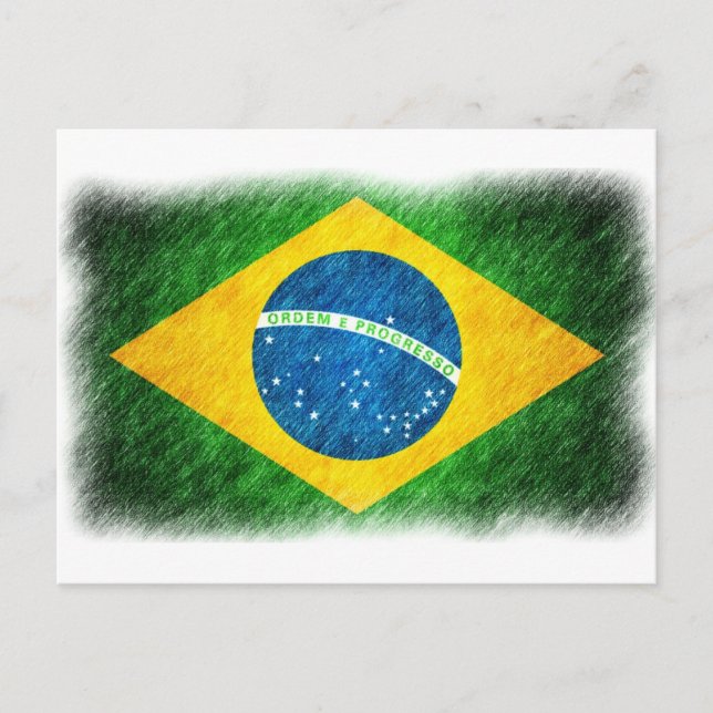 Carte Postale Brésil_Drapeau_Crayon_Peinture (Devant)