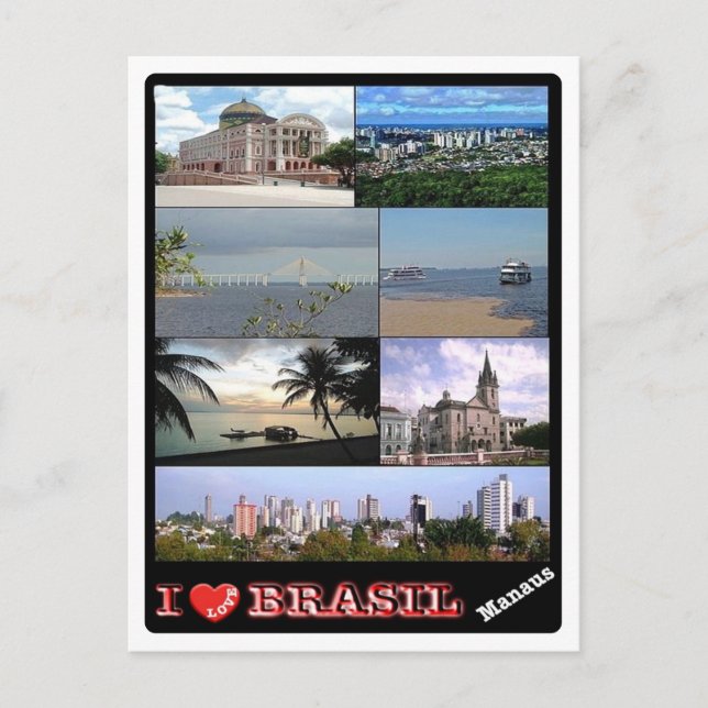 Carte Postale Brésil - I Love - Manaus - (Devant)