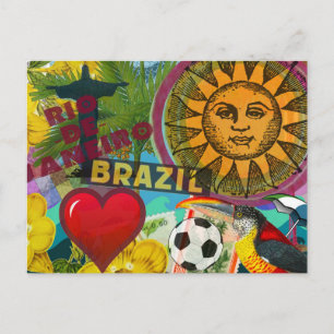 Carte Postale Brésil Rio de Janiero Sun Travel Art coloré