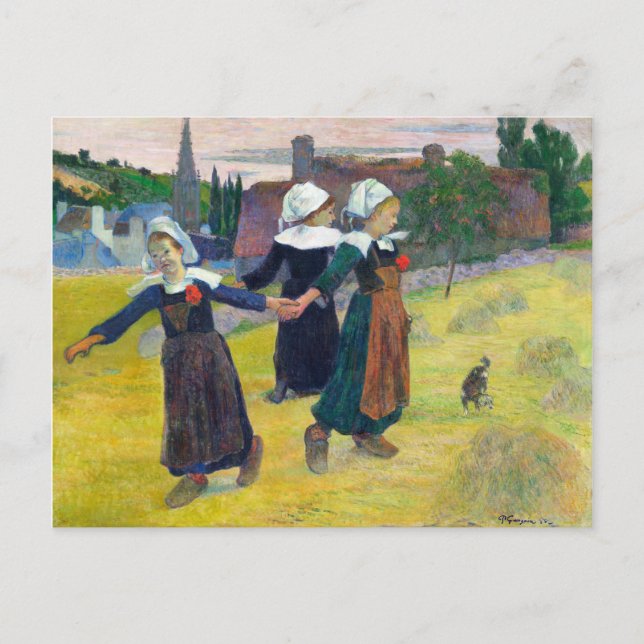 Carte Postale Breton Girls Dancing Pont-Aven par Paul Gauguin (Devant)