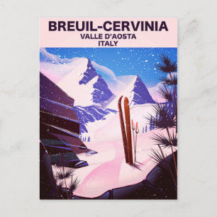 Carte Postale Breuil-Cervinia,Valle d'Aoste, Italie,affiche de s