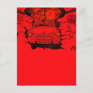 Carte Postale Brezhnev & Honecker, Trabant Car, Berlin - Rouge