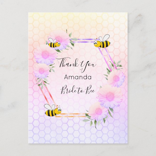 Carte Postale Bride Bee Bridal Merci (Devant)