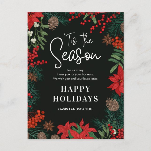 Carte postale Bright Blooms Business Holiday Card (Devant)