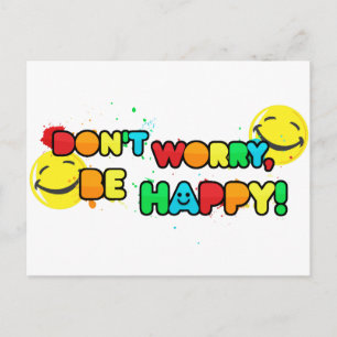 Carte Postale bright don't worry be happy face design