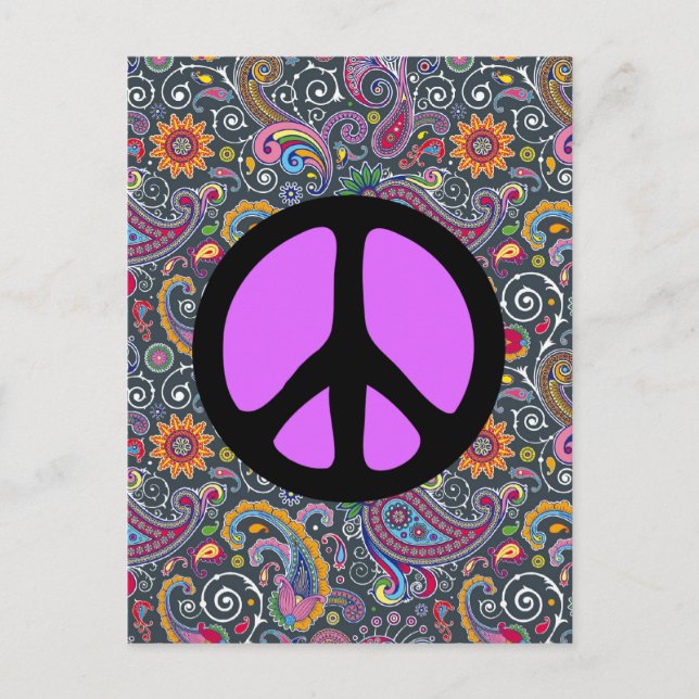 Carte Postale Bright Paisley sur Flat Black (Devant)