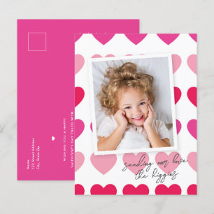 Carte Postale Bright Pink Hearts Budget Photo Saint-Valentin