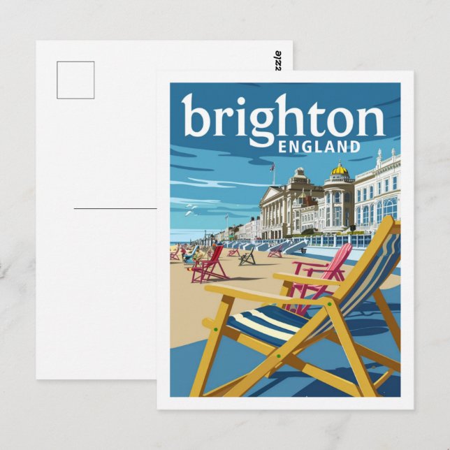 Carte Postale Brighton Angleterre Vintage célèbre Travel Place (Devant / Derrière)