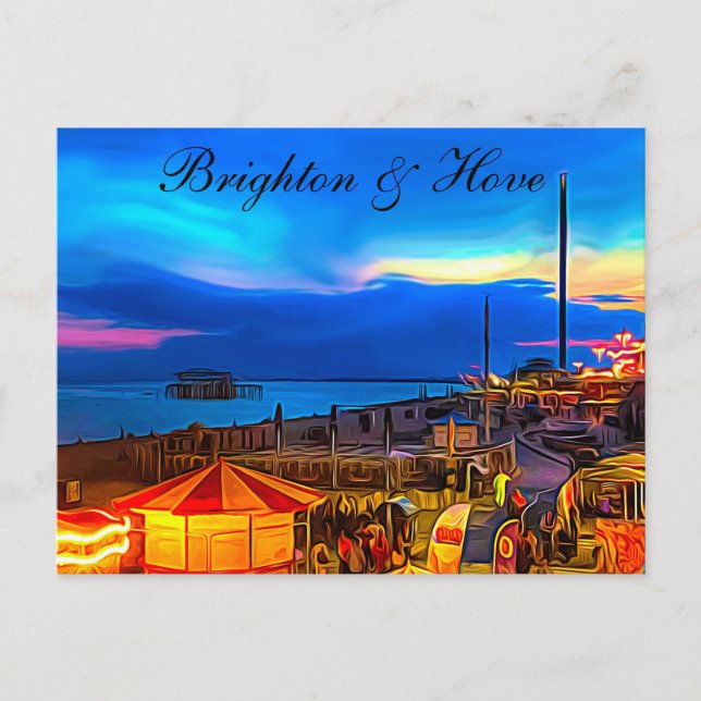 Carte Postale Brighton et Hove Beach & Sunset Digital Painting (Devant)