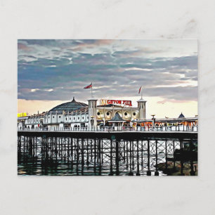 Carte Postale Brighton Pier et Sunset Peinture numérique
