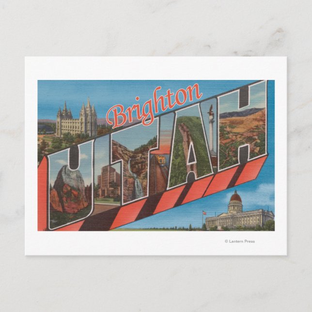 Carte Postale Brighton, Utah - Scènes de grandes lettres (Devant)