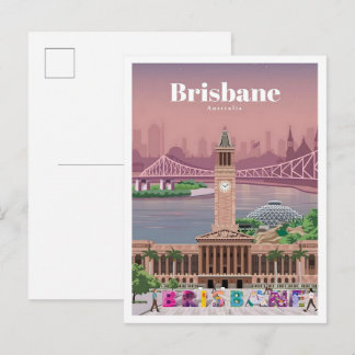 Carte Postale Brisbane Australia Vintage Travel 