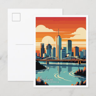 Carte Postale Brisbane Australie Art illustration de voyage vint