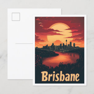 Carte Postale Brisbane Australie Vintage voyage d'art