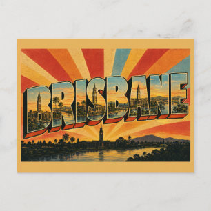 Carte Postale Brisbane Queensland Riverside City Art Vintage