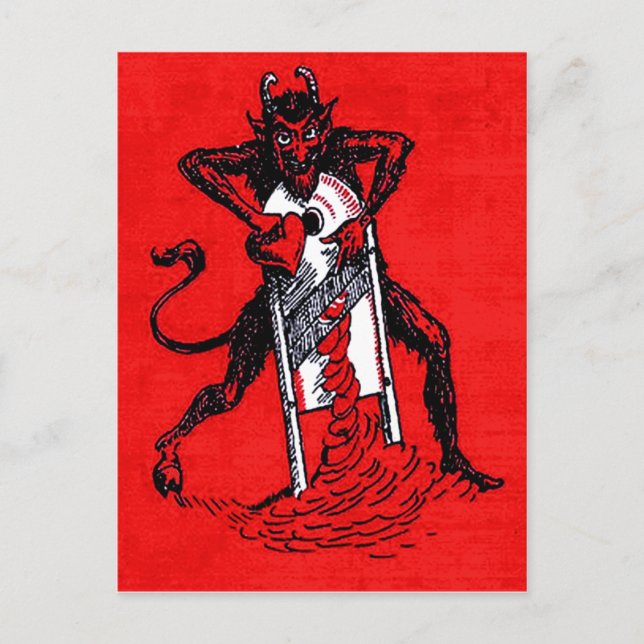 Carte Postale Brise-coeur à trancher Krampus rouge (Devant)
