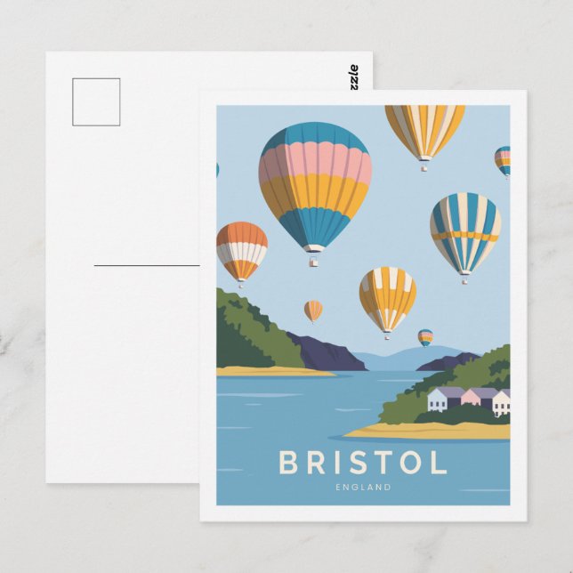 Carte Postale Bristol Angleterre Célèbre Voyage Place Illustrati (Devant / Derrière)