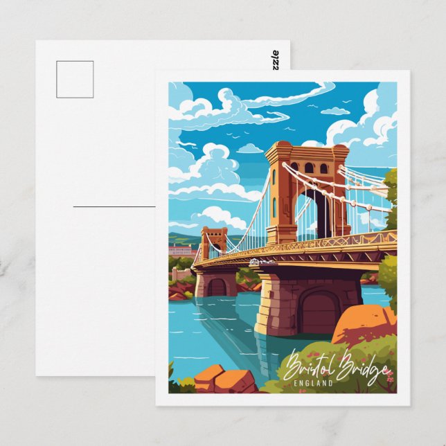 Carte Postale Bristol Bridge Angleterre illustration de voyage v (Devant / Derrière)