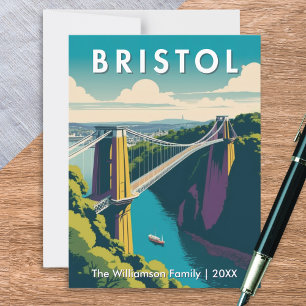 Carte Postale Bristol UK Clifton Suspension Bridge Retro Custom