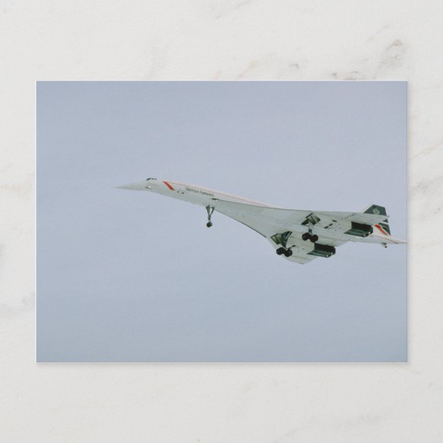 Carte Postale British Airways Concorde sur la descente finale, (Devant)