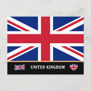 Carte Postale British Flag & Voyage en anglais / Royaume-Uni
