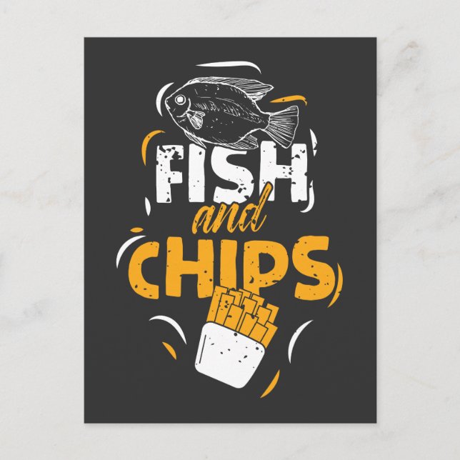 Carte Postale British Food Fish Chips Funny Streetfood (Devant)