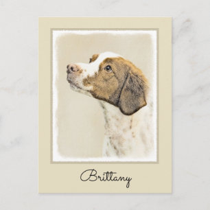 Carte Postale Brittany Peinture - Cute Original Chien Art