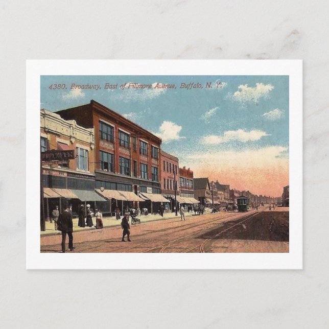Carte Postale Broadway, Buffalo, New York Vintage (Devant)