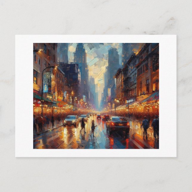 Carte Postale Broadway dans la pluie, (Devant)