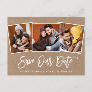 Carte Postale Brochure moderne Script Kraft Sauver Notre Date 3 