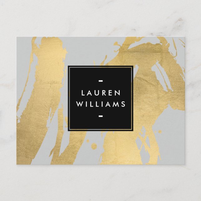 Carte Postale Brochures Abstraites Faux Gold sur Grey (Devant)