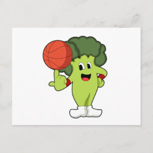 Carte Postale Brocoli aux sports de basketball