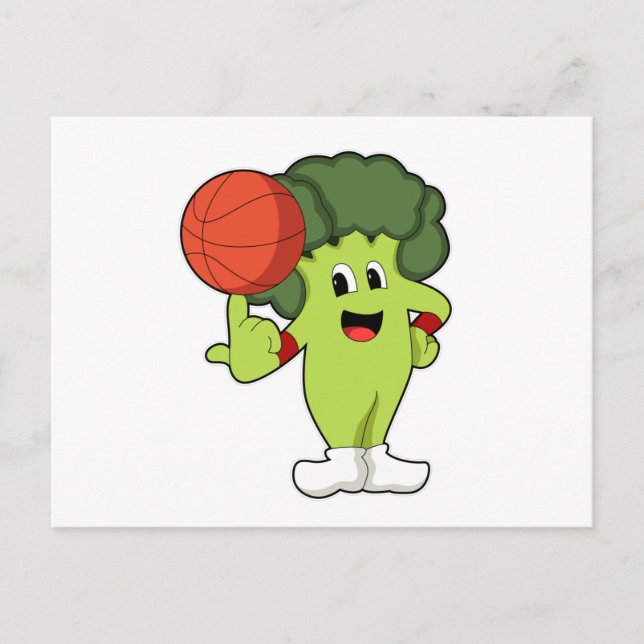 Carte Postale Brocoli aux sports de basketball (Devant)