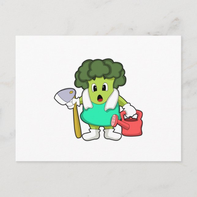 Carte Postale Brocoli en cultivateur avec arrosoir (Devant)