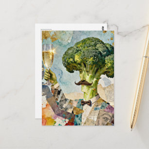 Carte Postale Brocoli Ridicule Faisant un Toast