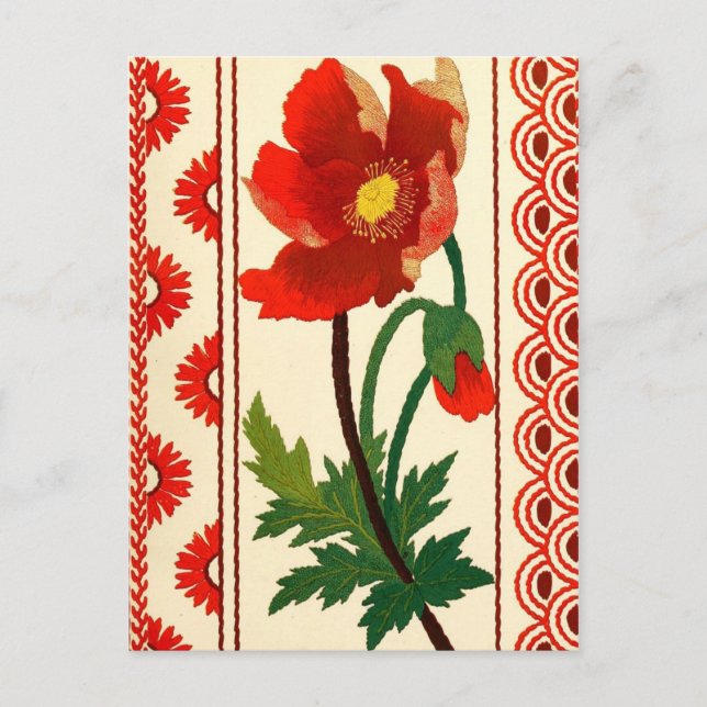 Carte Postale Broderie Florale Crewel (Devant)