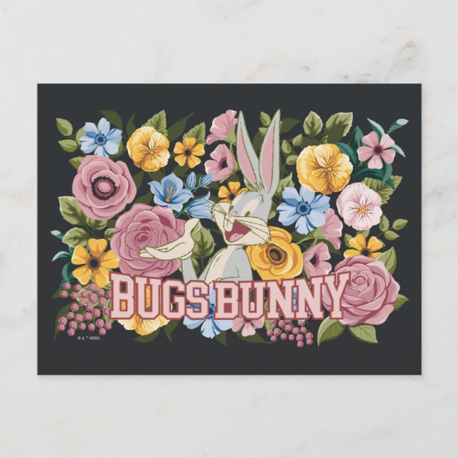 Carte Postale Broderie graphique florale de BUGS BUNNY™ (Devant)