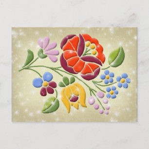 Carte Postale Broderie Kalocsa - Art populaire hongrois