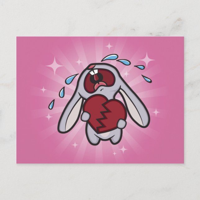 Carte Postale Broken Heart Bunny (Rose) (Devant)