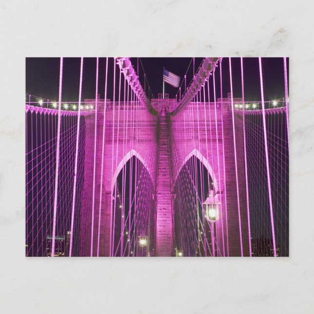 Carte Postale Brooklyn Bridge Lit Purple (Devant)