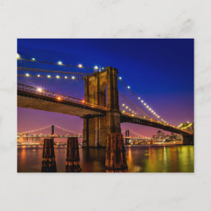 Carte Postale Brooklyn Bridge, New York à la nuit