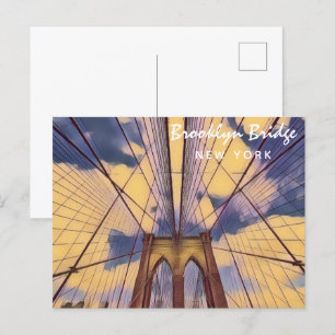 Carte Postale Brooklyn Bridge New York peinture Vintage