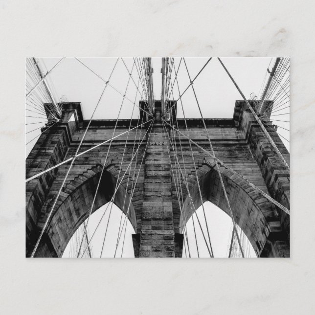 Carte Postale Brooklyn Bridge photo en noir et blanc (Devant)