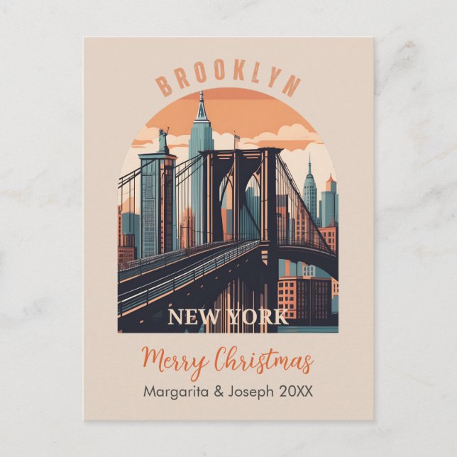 Carte Postale Brooklyn Bridge Retro New York (Devant)