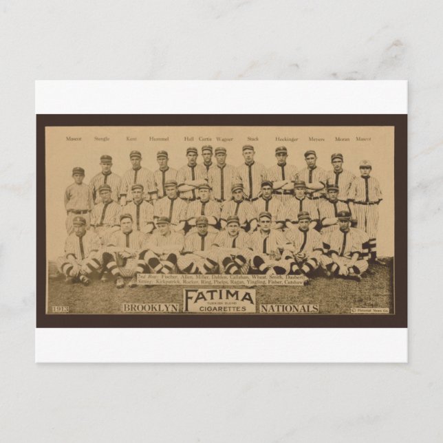 Carte Postale Brooklyn Dodgers 1913 Fatima Tobacco Card Imprimer (Devant)