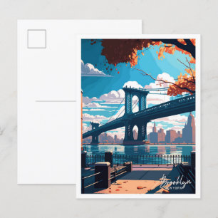 Carte Postale Brooklyn New York Travel Vintage illustration
